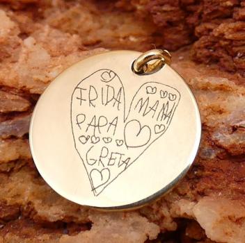 Gravurplättchen rund 14mm Echtgold
